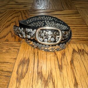 Vintage Studded Black and Silver Belt